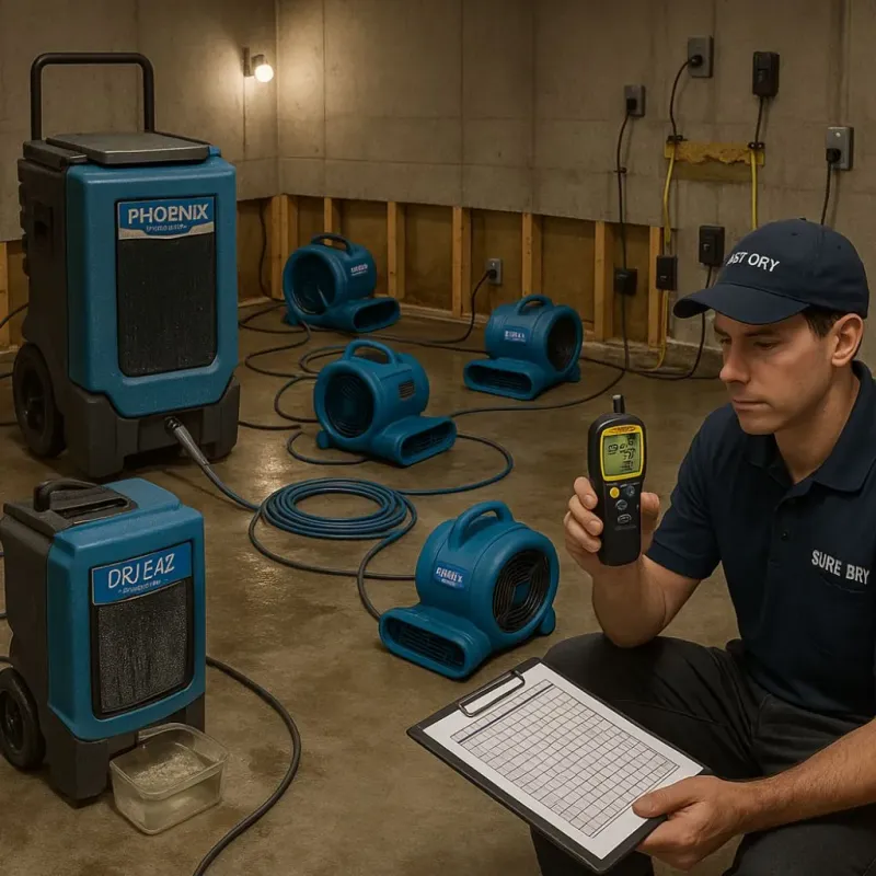 Structural Drying and Dehumidification process in Windemere, TX